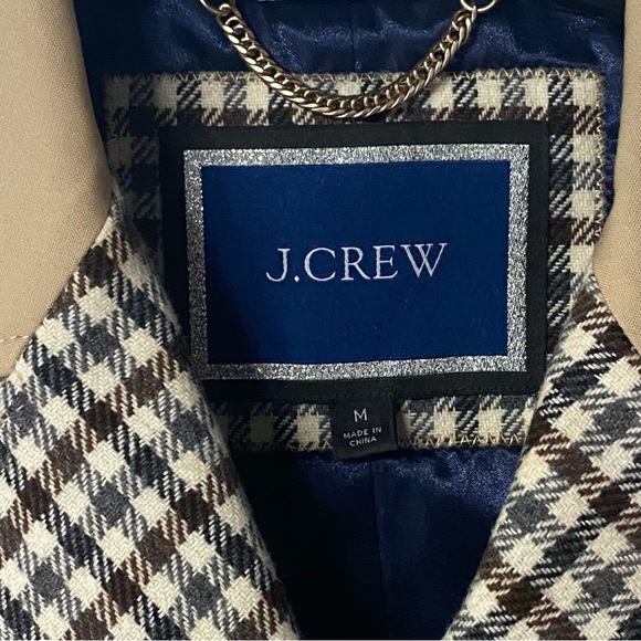 J.Crew Pleated Trench Coat Women Size M Beige Double Breasted Italian Wool Lapel - Picture 2 of 11